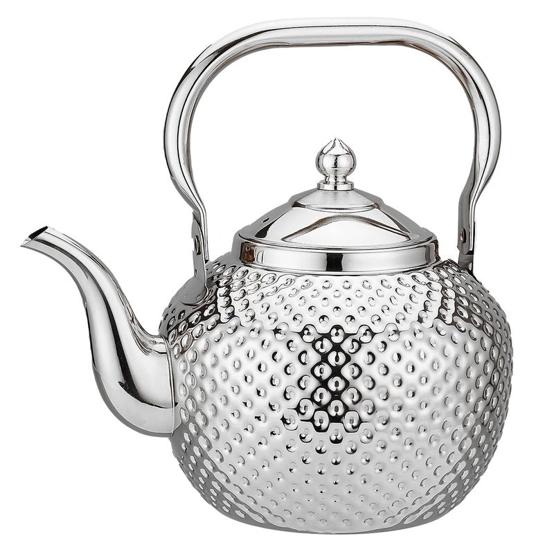 SANQIAHOME 2000ml teapot with Infuser stainless steel Water Boilers lifting handle Tea Maker Water Kettle for Induction/Gas silver - Image 1